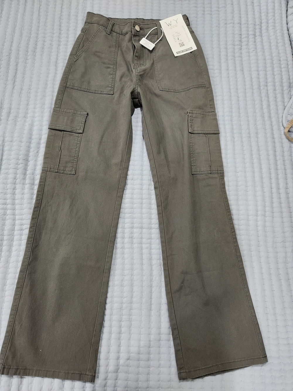Olive Wide-Leg Cargo Pants for Women